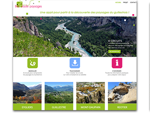 COMMUNAUTE DE COMMUNES DU GUILLESTROIS - 2016 -  Réalisation du site web de présentation de sentiers dans les 7 communes. Prise de vue, montage et réalisation des 7 vidéos de présentation, charte graphique, rédaction, intégration, développement et hébergement du site web