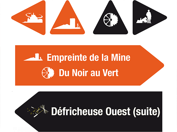 Réalisation de tous les jalons et les lames directionnelles des 7 parcours de Loos-en-Gohelle. Complète le dispositif de RIS, 80 bornes illustrées, 1 application mobile, 1 site web mobile et 1 serveur vocal