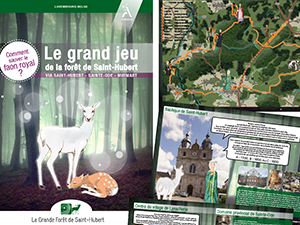 GRANDE FORÊT DE SAINT-HUBERT - 2015 - Réalisation du scénario et d'illustrations inédites (par Stéphanie Misiak et Caroline Frydlender) et intégration dans des brochures d'une vingtaine de pages